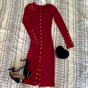 Fashion Nova wine red sweater vintage jams dress